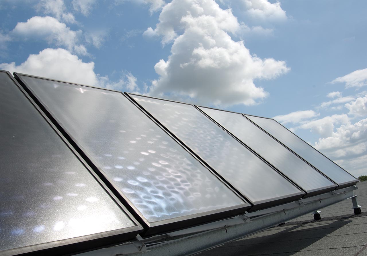 Solar panels on a roof.